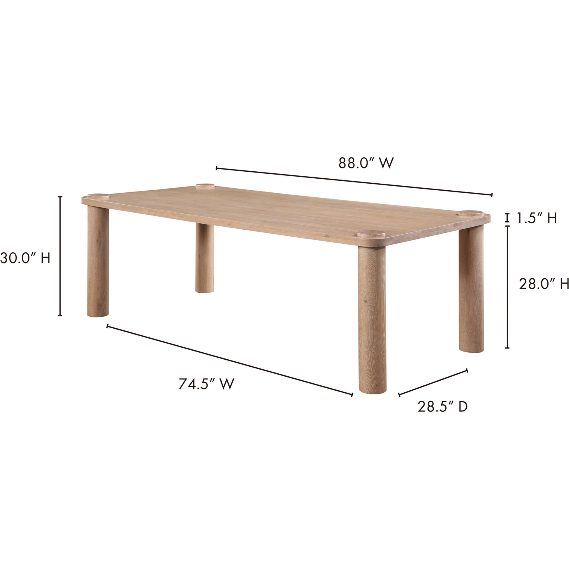 Century Dining Table by Moe's Home Collection in natural. Made from solid oak top, white banswara marble legs in a modern style.