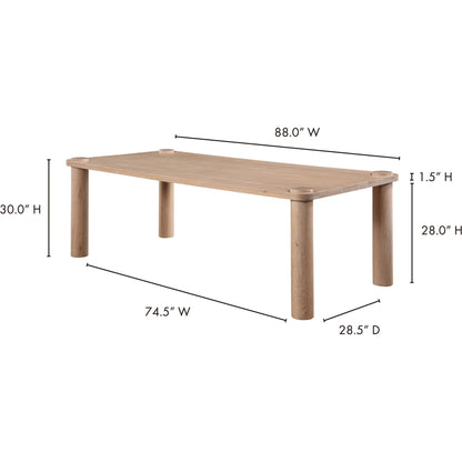 Century Dining Table by Moe's Home Collection in natural. Made from solid oak top, white banswara marble legs in a modern style.