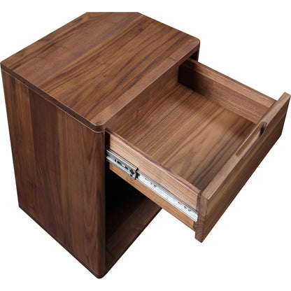 Osamu Walnut Nightstand by Moe's Home Collection in brown. Made from solid walnut, walnut veneer, mdf in a traditional style.