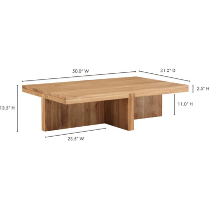 Folke Rectangular Coffee Table by Moe's Home Collection. Made from solid oak in a traditional style.