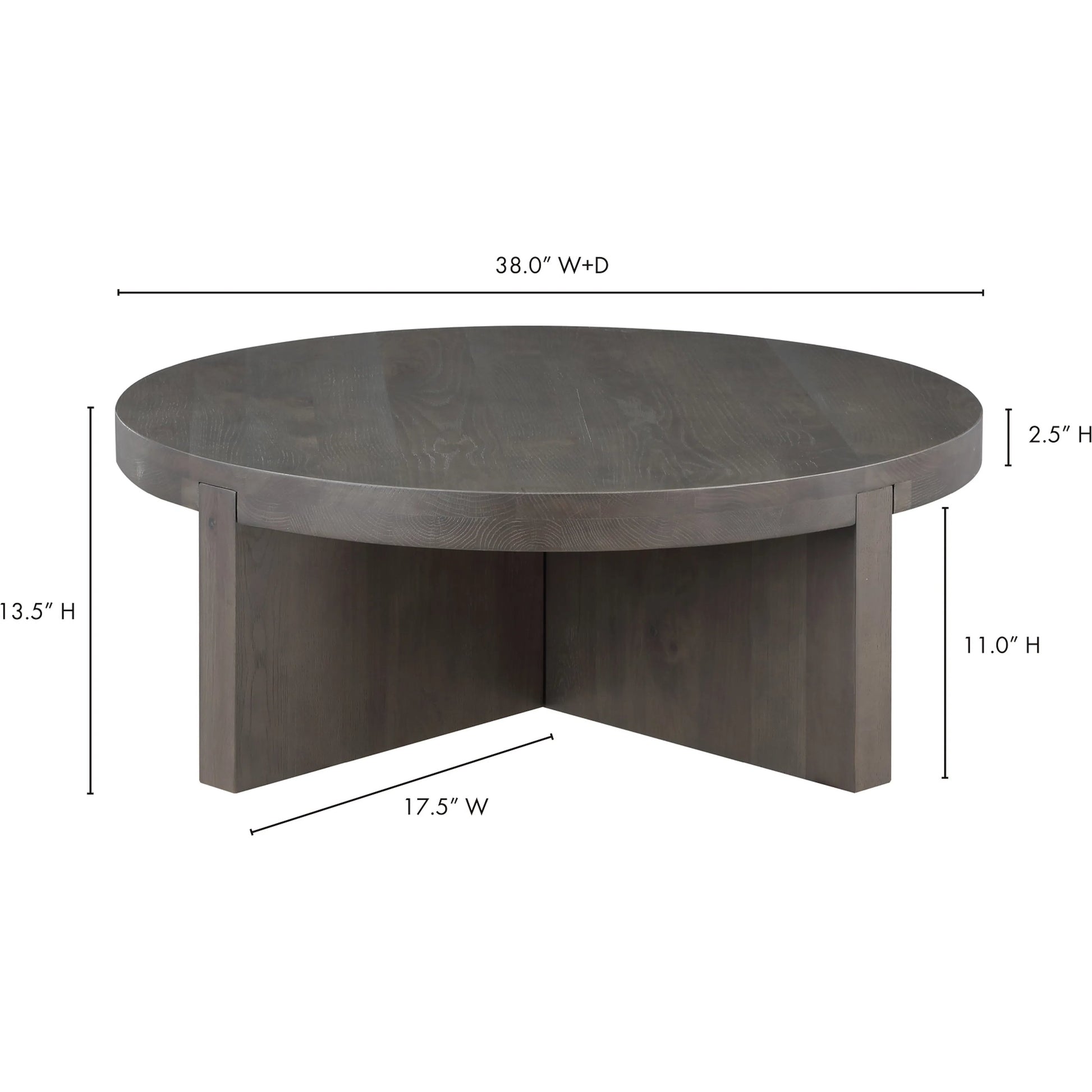 Folke Round Coffee Table by Moe's Home Collection. Made from solid oak in a traditional style.