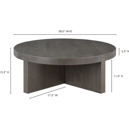 Folke Round Coffee Table by Moe's Home Collection. Made from solid oak in a traditional style.