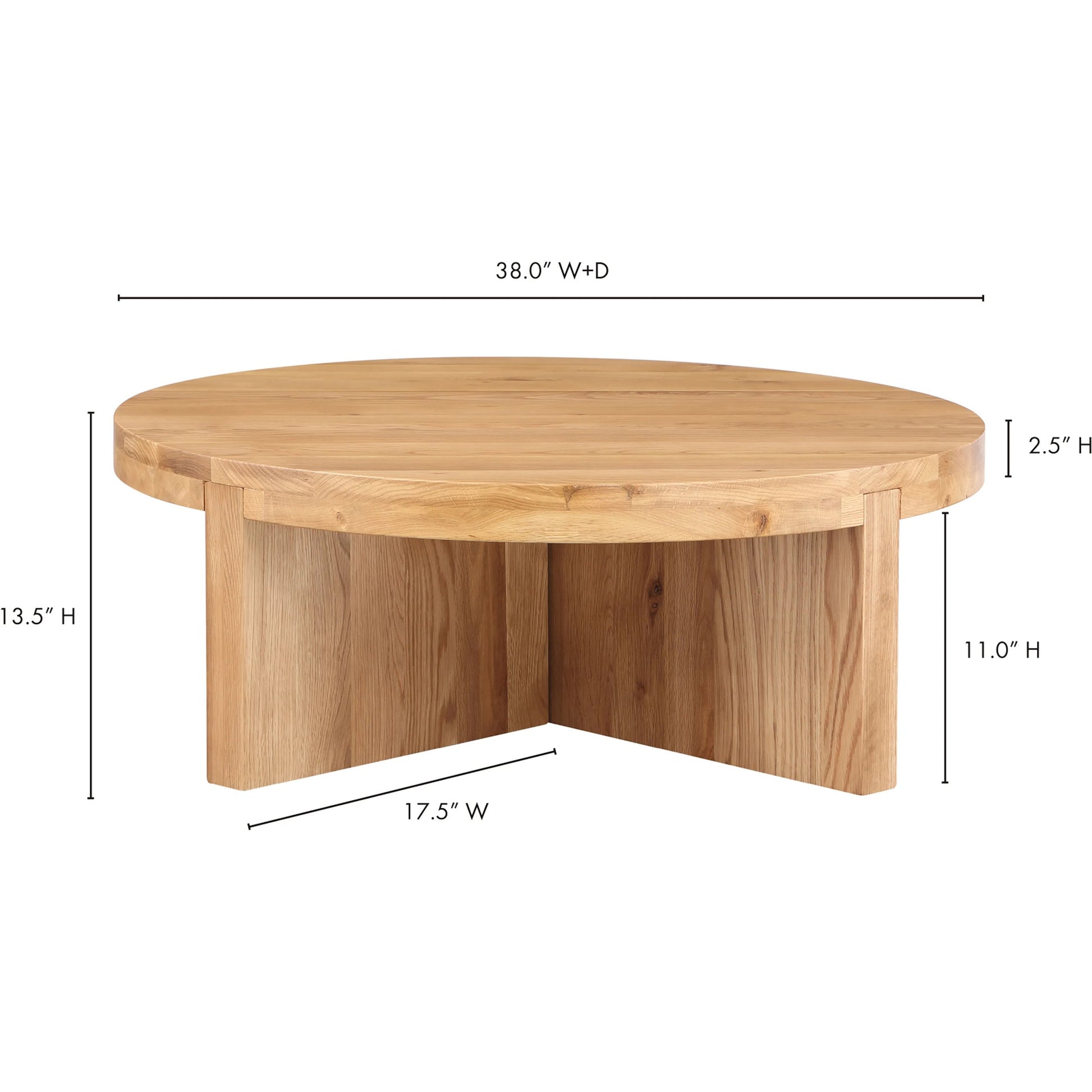 Folke Round Coffee Table by Moe's Home Collection. Made from solid oak in a traditional style.