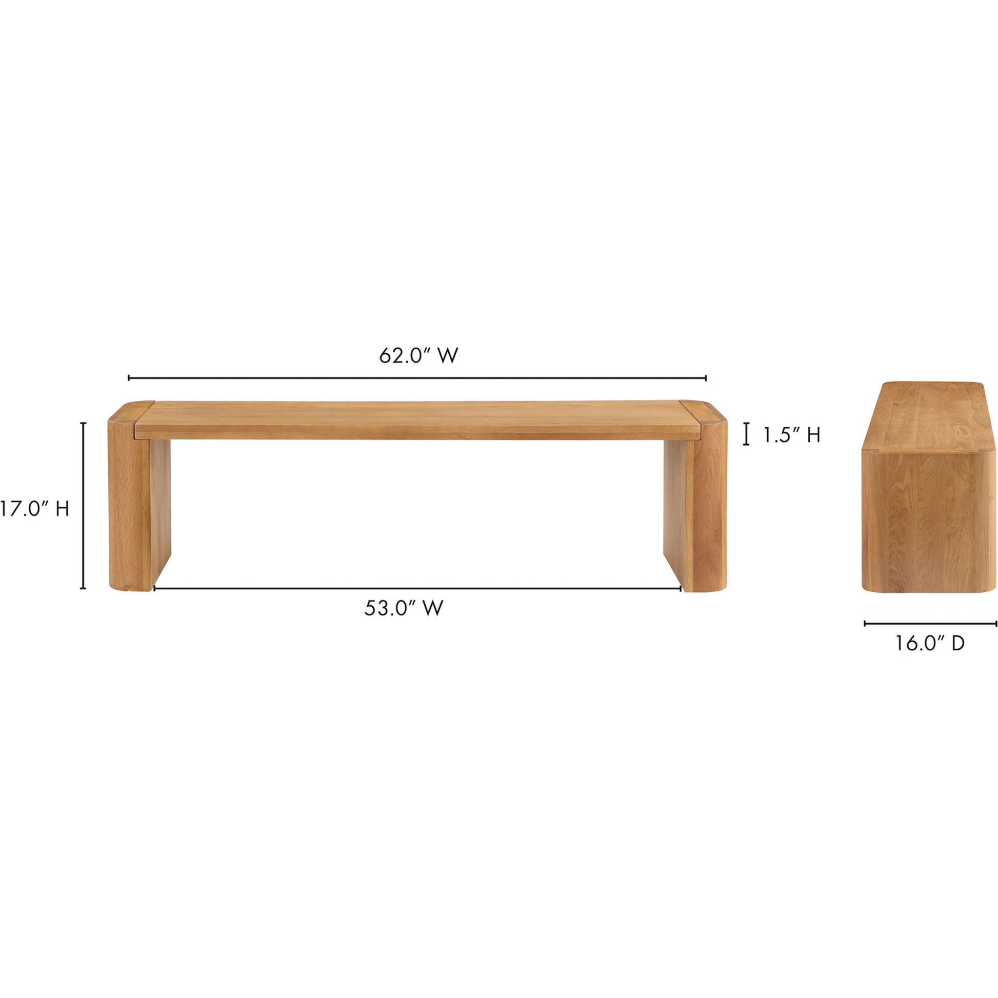 Post Dining Bench by Moe's Home Collection. Made from solid oak in a modern style.