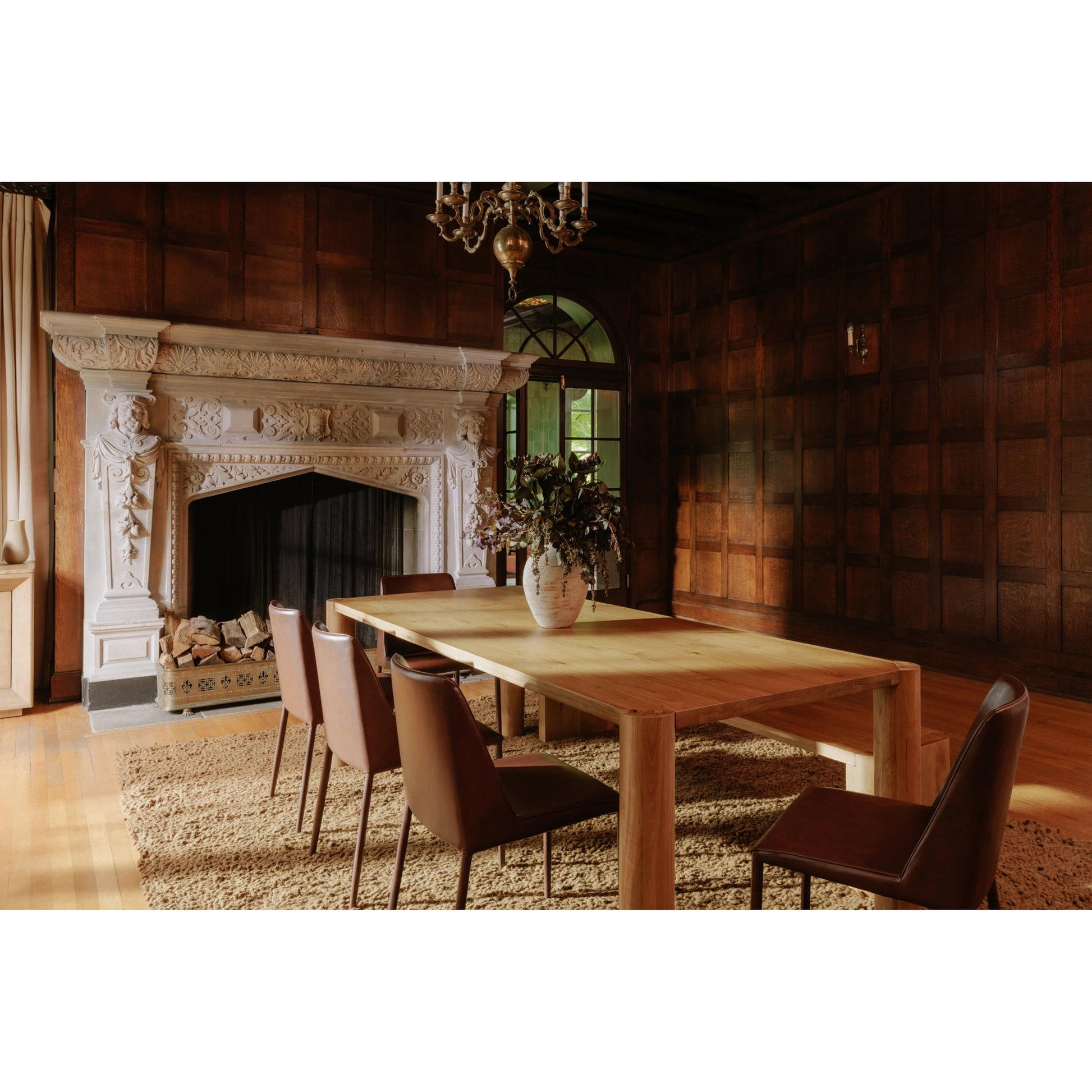 Post Dining Bench by Moe's Home Collection. Made from solid oak in a modern style.