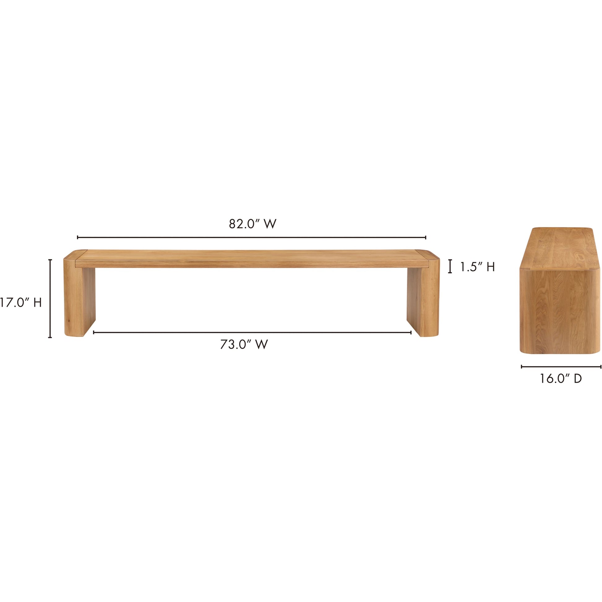 Post Dining Bench by Moe's Home Collection. Made from solid oak in a modern style.