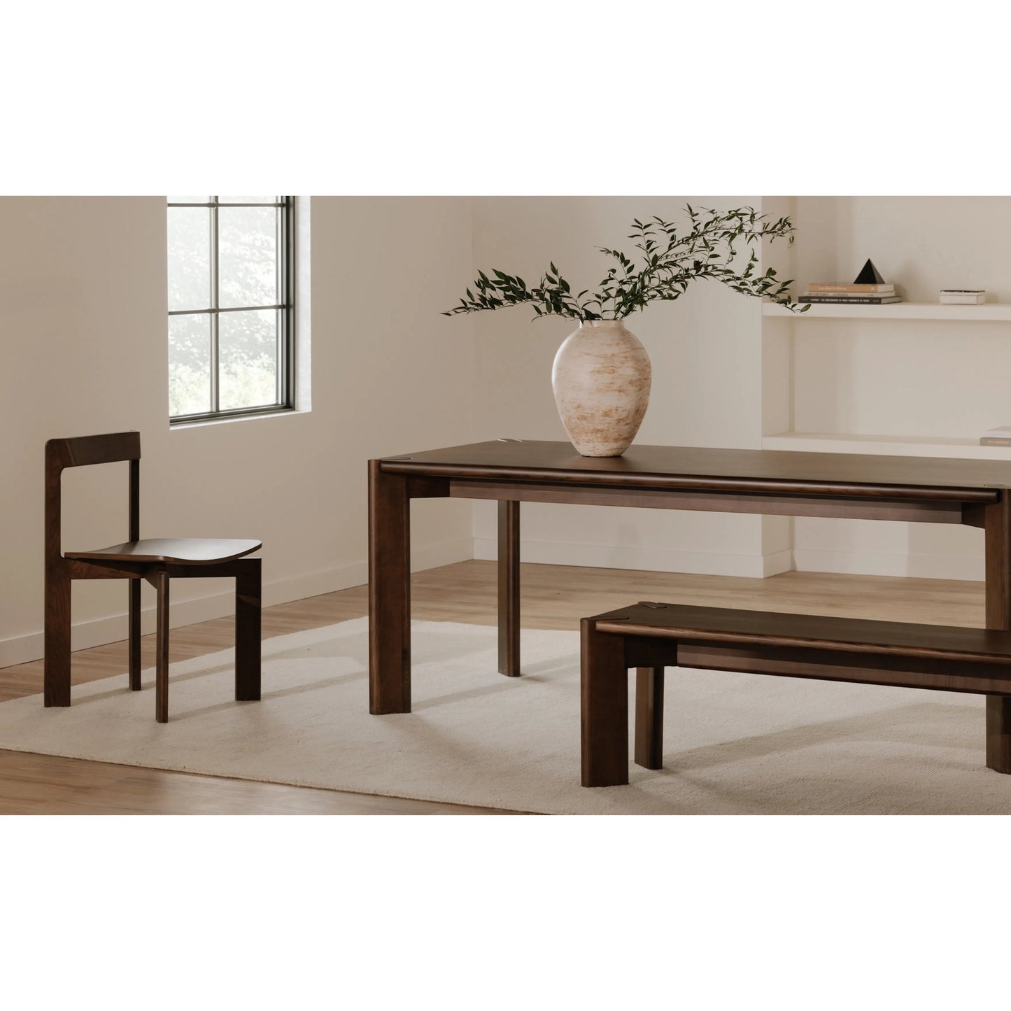 012 SI-2253667 | Lifestyle | Daifuku Dining Table by Moe's Home Collection in walnut. Made from solid white ash in a traditional style.