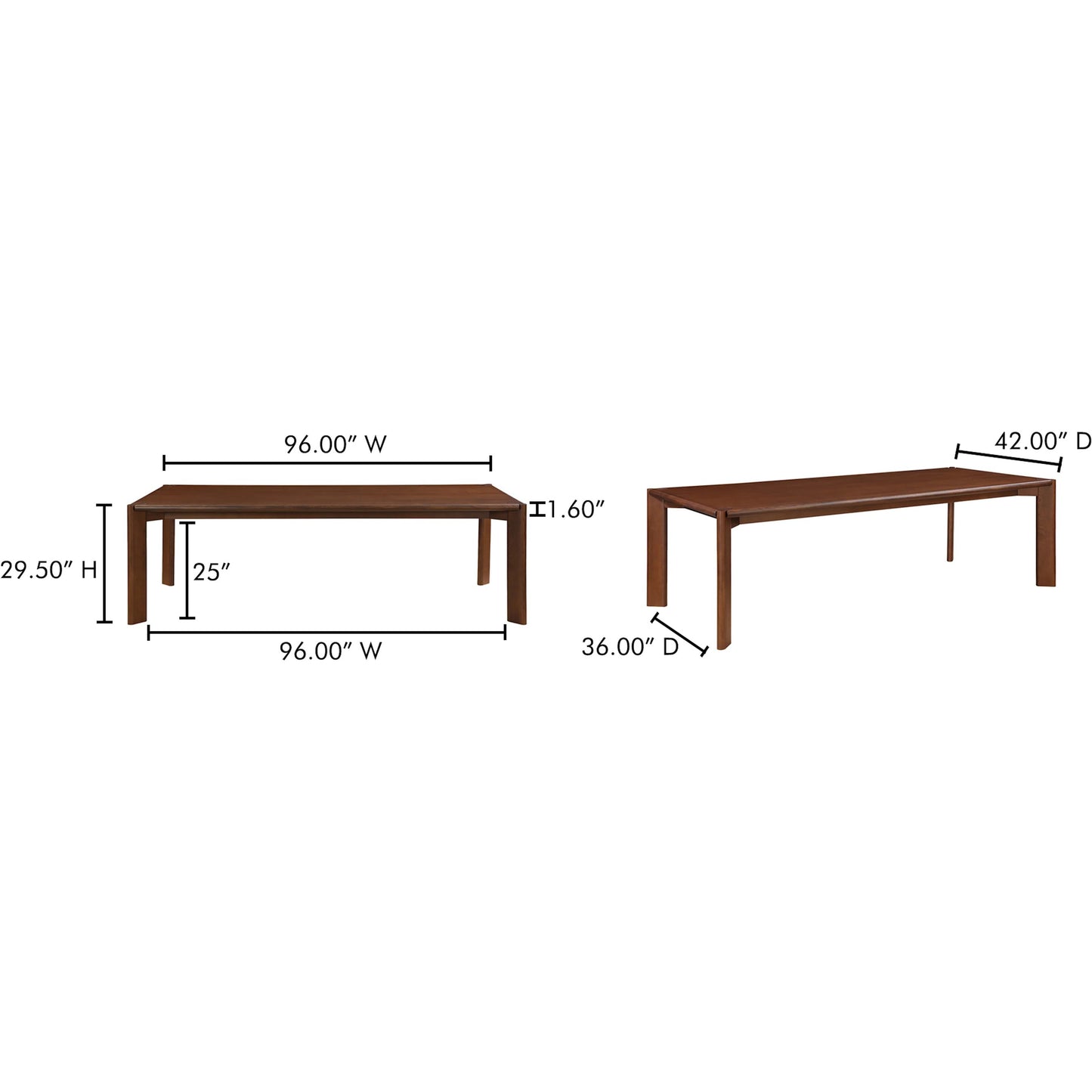 014 SI-2253667 | Additional Silo | Daifuku Dining Table by Moe's Home Collection in walnut. Made from solid white ash in a traditional style.