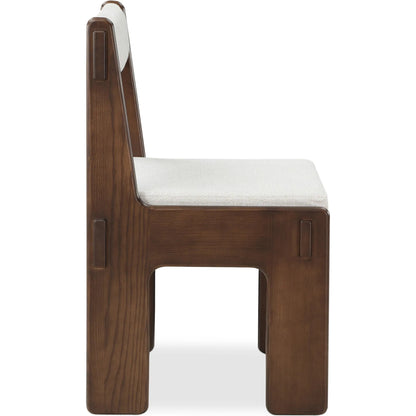 Ashby Dining Chair by Moe's Home Collection in beige and walnut. Made from upholstery: 100% polyester, solid ash, plywood in a unique style.