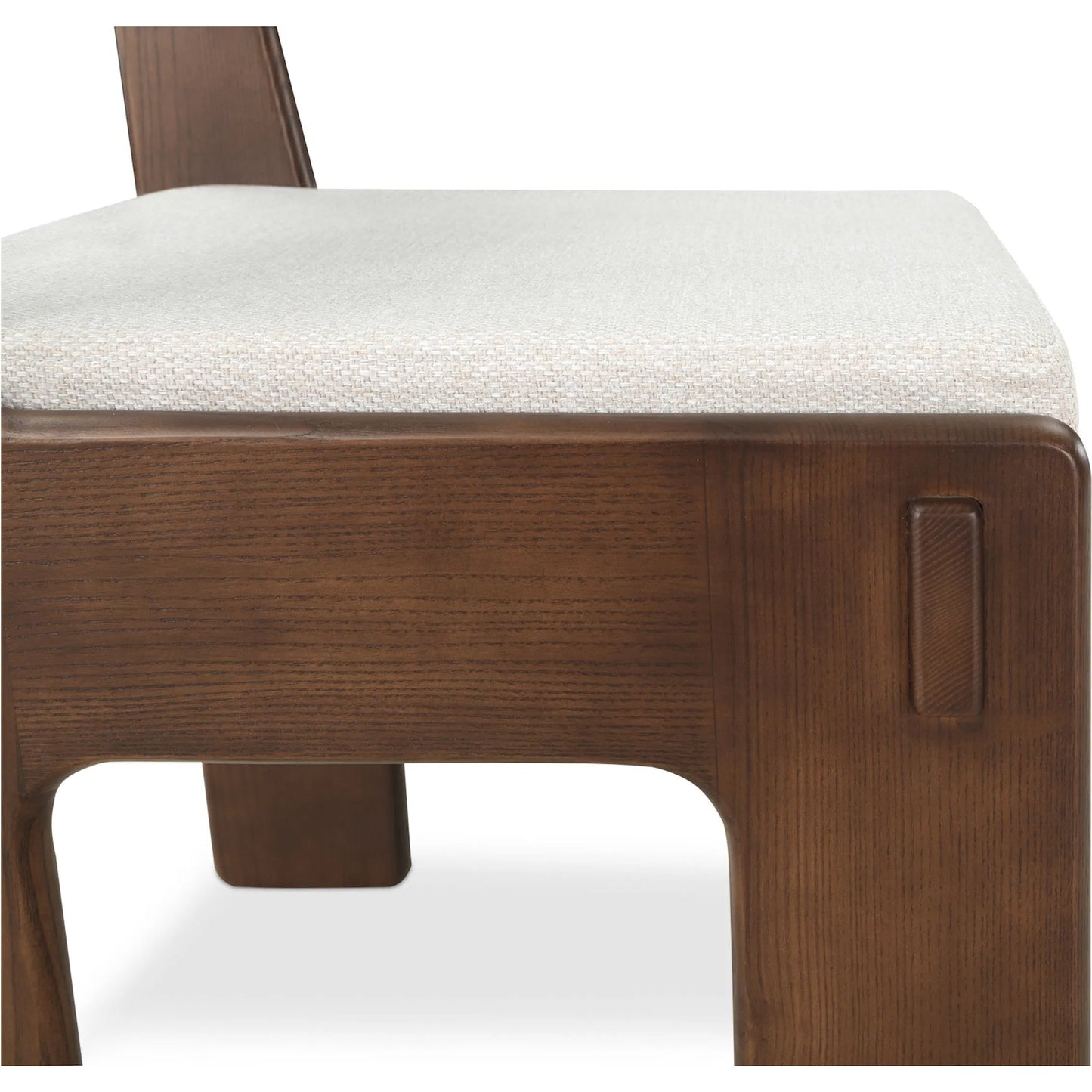008 SI-2253603 | Closeup | Ashby Dining Chair by Moe's Home Collection in beige and walnut. Made from upholstery: 100% polyester, solid ash, plywood in a unique style.