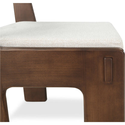 Ashby Dining Chair by Moe's Home Collection in beige and walnut. Made from upholstery: 100% polyester, solid ash, plywood in a unique style.