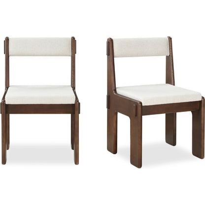Ashby Dining Chair by Moe's Home Collection in beige and walnut. Made from upholstery: 100% polyester, solid ash, plywood in a unique style.