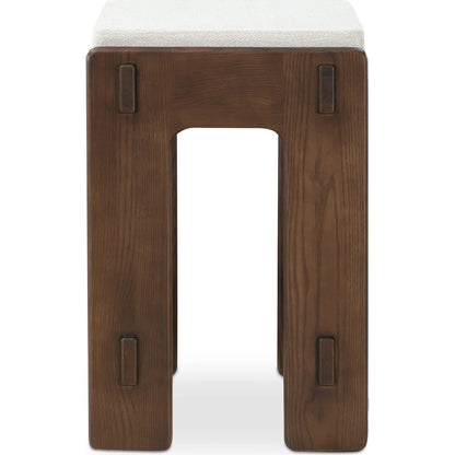 Ashby Counter Stool by Moe's Home Collection in beige and walnut. Made from upholstery: 100% polyester, solid ash, plywood in a unique style.