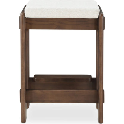 Ashby Counter Stool by Moe's Home Collection in beige and walnut. Made from upholstery: 100% polyester, solid ash, plywood in a unique style.