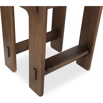 Ashby Counter Stool by Moe's Home Collection in beige and walnut. Made from upholstery: 100% polyester, solid ash, plywood in a unique style.
