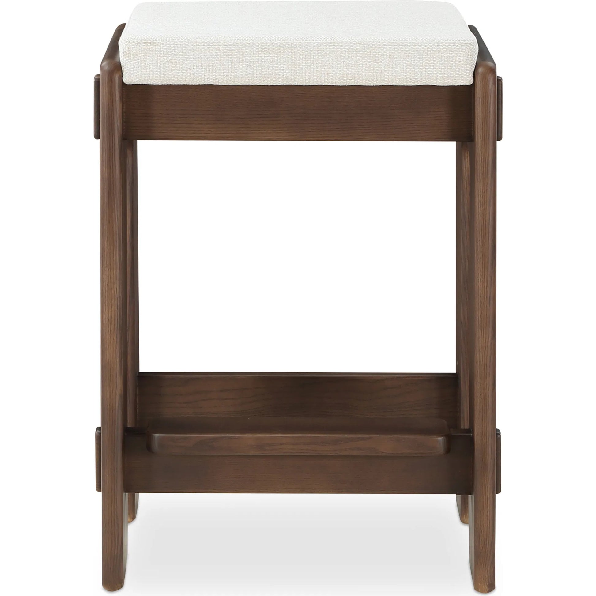 Ashby Counter Stool by Moe's Home Collection in beige and walnut. Made from upholstery: 100% polyester, solid ash, plywood in a unique style.