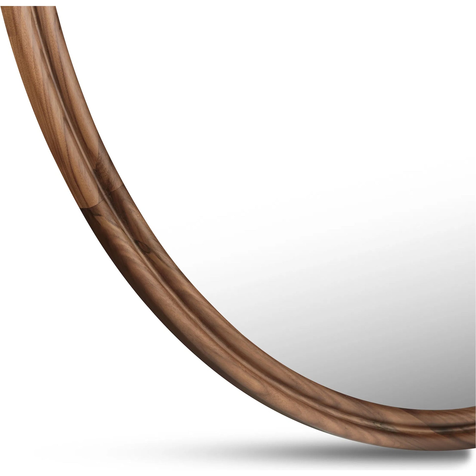 Alcott Round Mirror by Moe's Home Collection in brown. Made from solid walnut, mirror, mdf back in a traditional style.