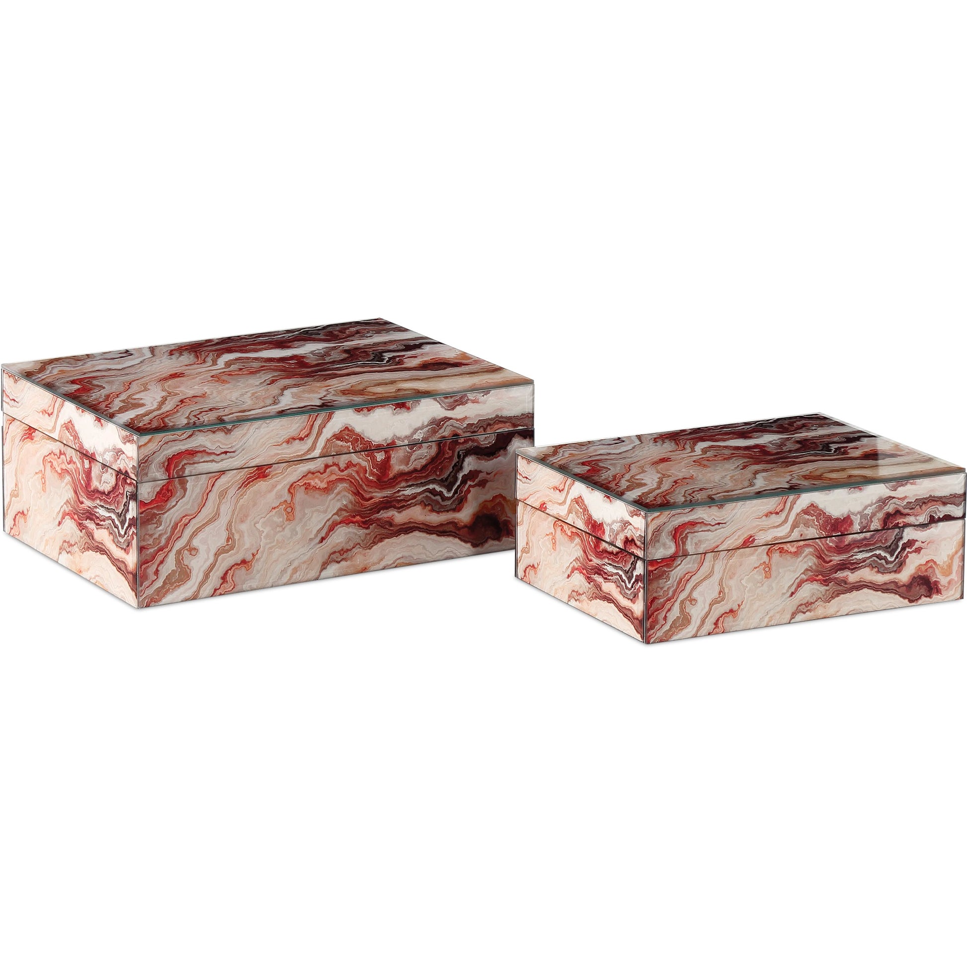 Interstellar Box Set by Currey and Company in dark green. Made from glass, paper, engineered wood in a modern style.