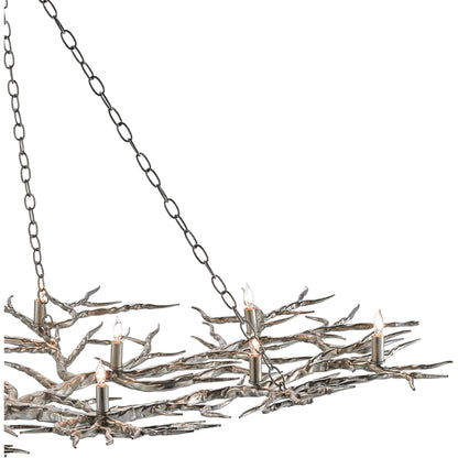 Rainforest Chandelier by Currey and Company in rustic bronze. Made from unique in a rustic style.