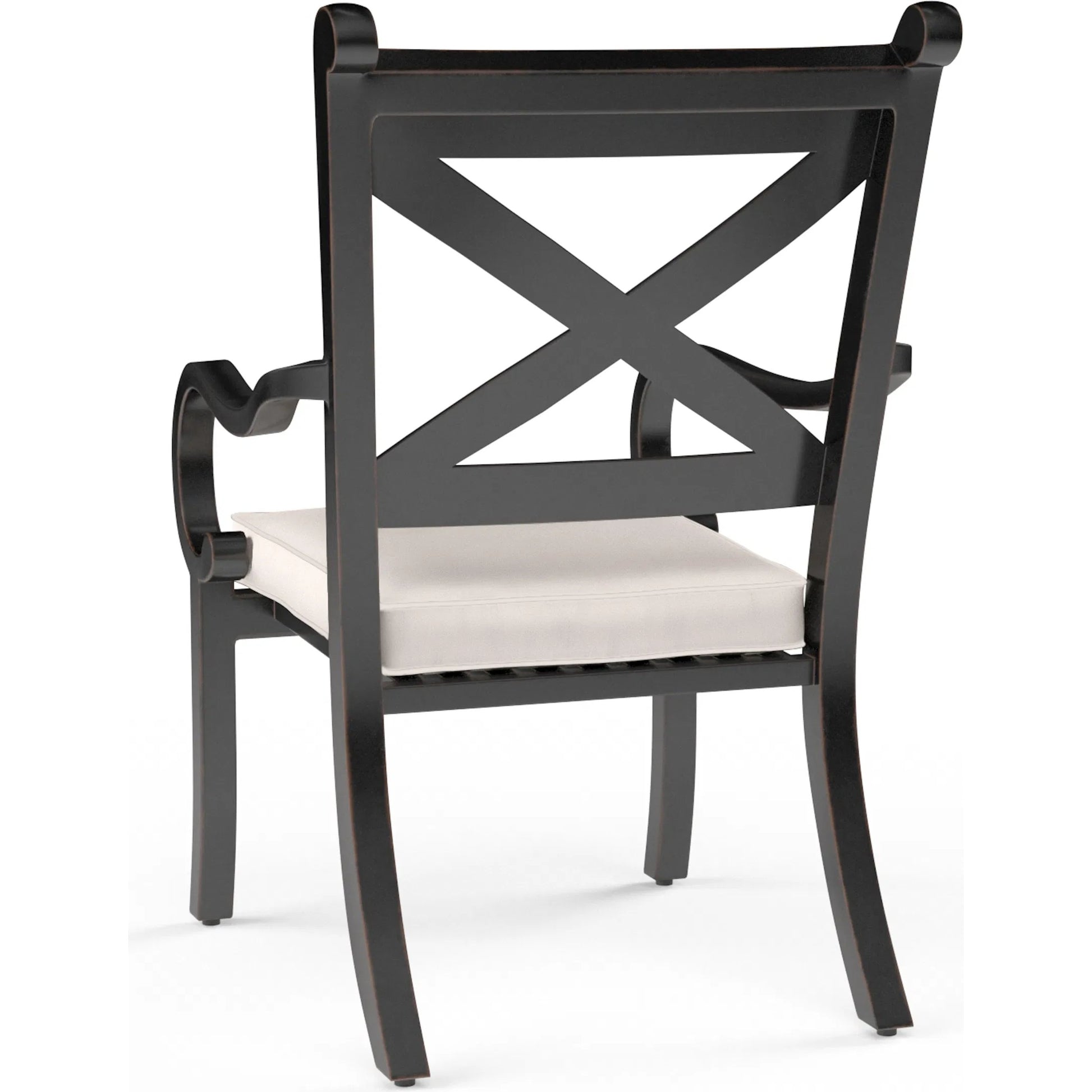 Monterey Outdoor Dining Chair by Sunset West in browns. Made from aluminum in a traditional style.