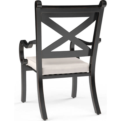 Monterey Outdoor Dining Chair by Sunset West in browns. Made from aluminum in a traditional style.