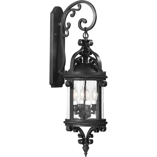 Pamplona Wall Lantern by Troy in old bronze. Made from hand forged iron in a traditional style.