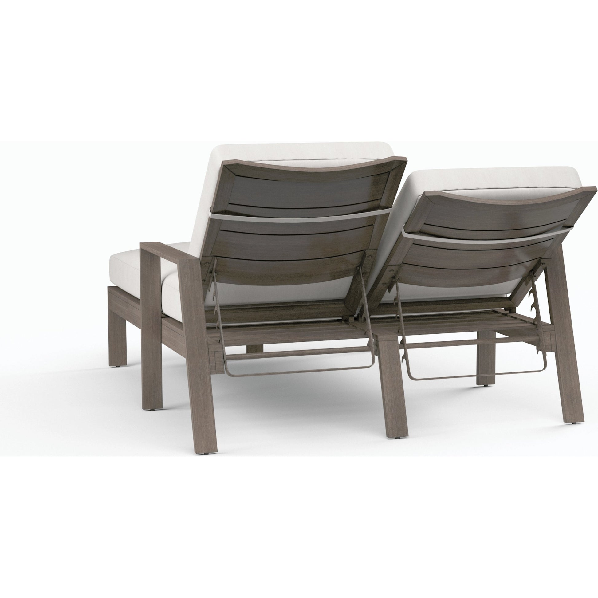 Laguna Outdoor Chaise Lounge by Sunset West in browns. Made from aluminum in a modern style.