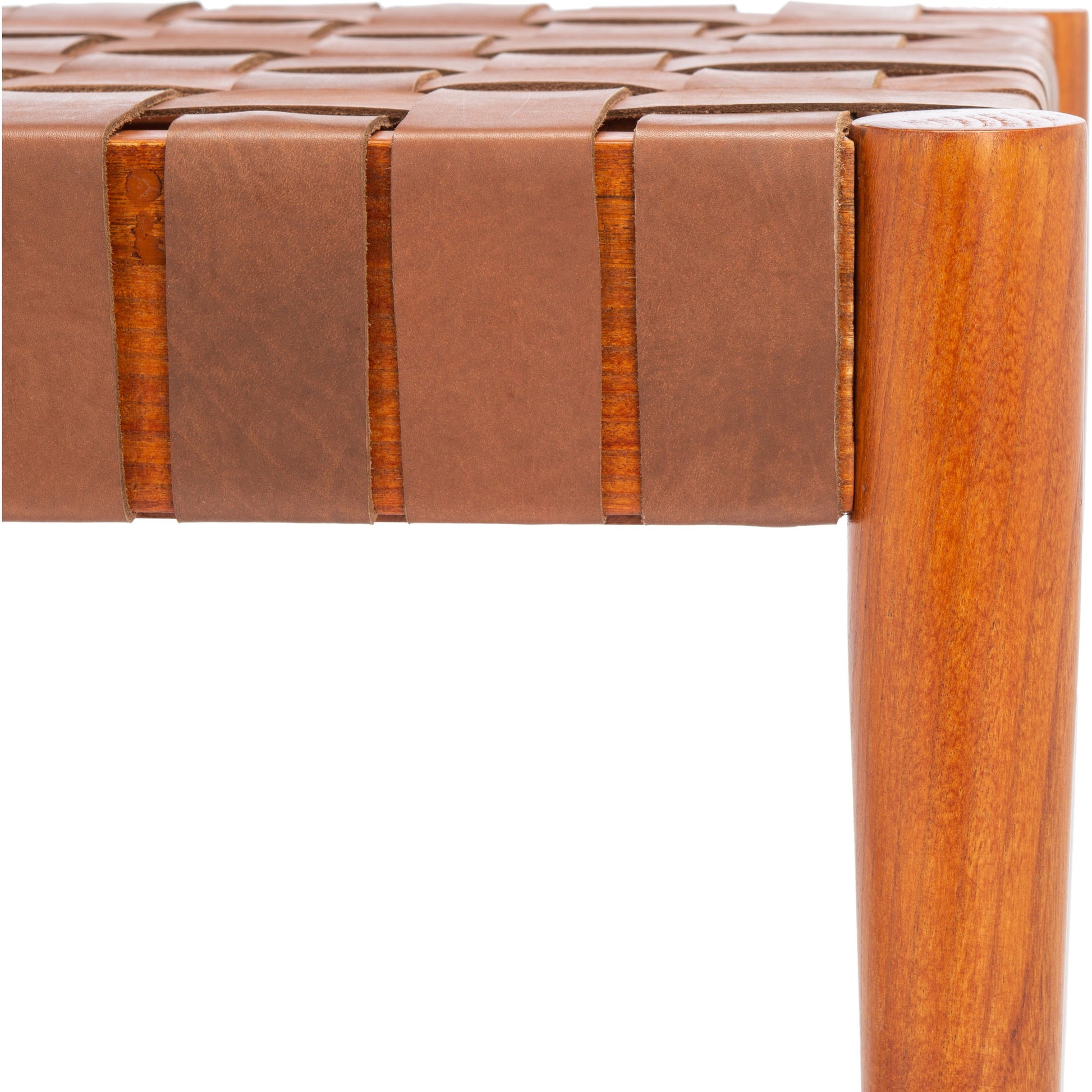 Alexandria Weave Bench by HedgeApple Essentials in cognac. Made from unique in a transitional style.