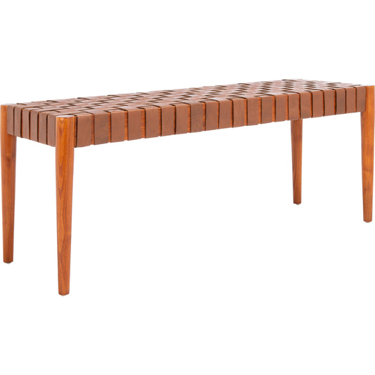 Alexandria Weave Bench by HedgeApple Essentials in cognac. Made from unique in a transitional style.