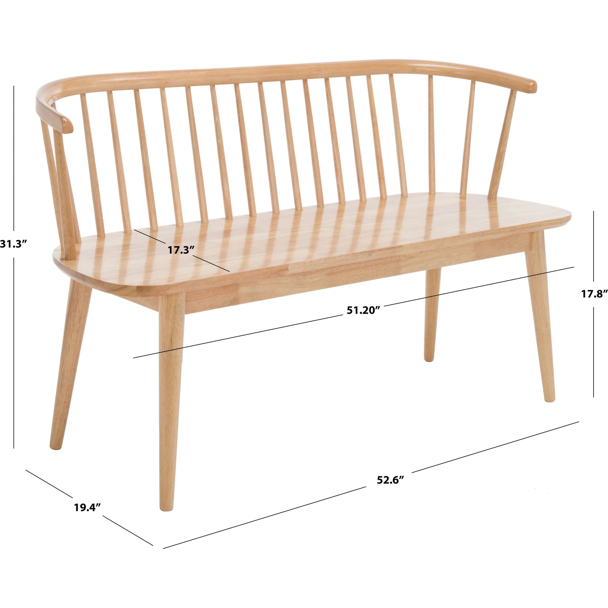 Ingham Spindle Bench by HedgeApple Essentials. Made from rubber wood, iron in a modern style.