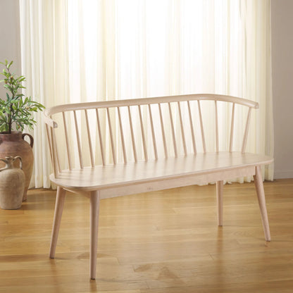 Ingham Spindle Bench by HedgeApple Essentials. Made from rubber wood, iron in a modern style.