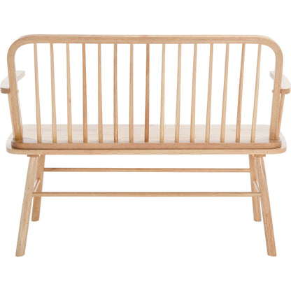 Bowcreek Spindle Bench by HedgeApple Essentials in natural. Made from rubber wood, iron in a modern style.