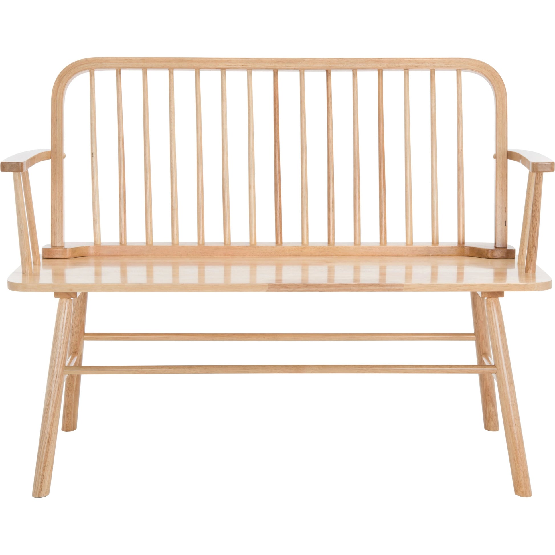 Bowcreek Spindle Bench by HedgeApple Essentials in natural. Made from rubber wood, iron in a modern style.