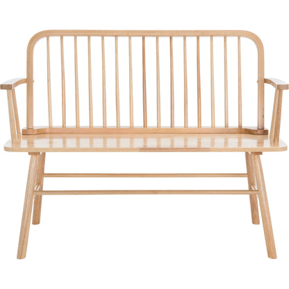 Bowcreek Spindle Bench by HedgeApple Essentials in natural. Made from rubber wood, iron in a modern style.