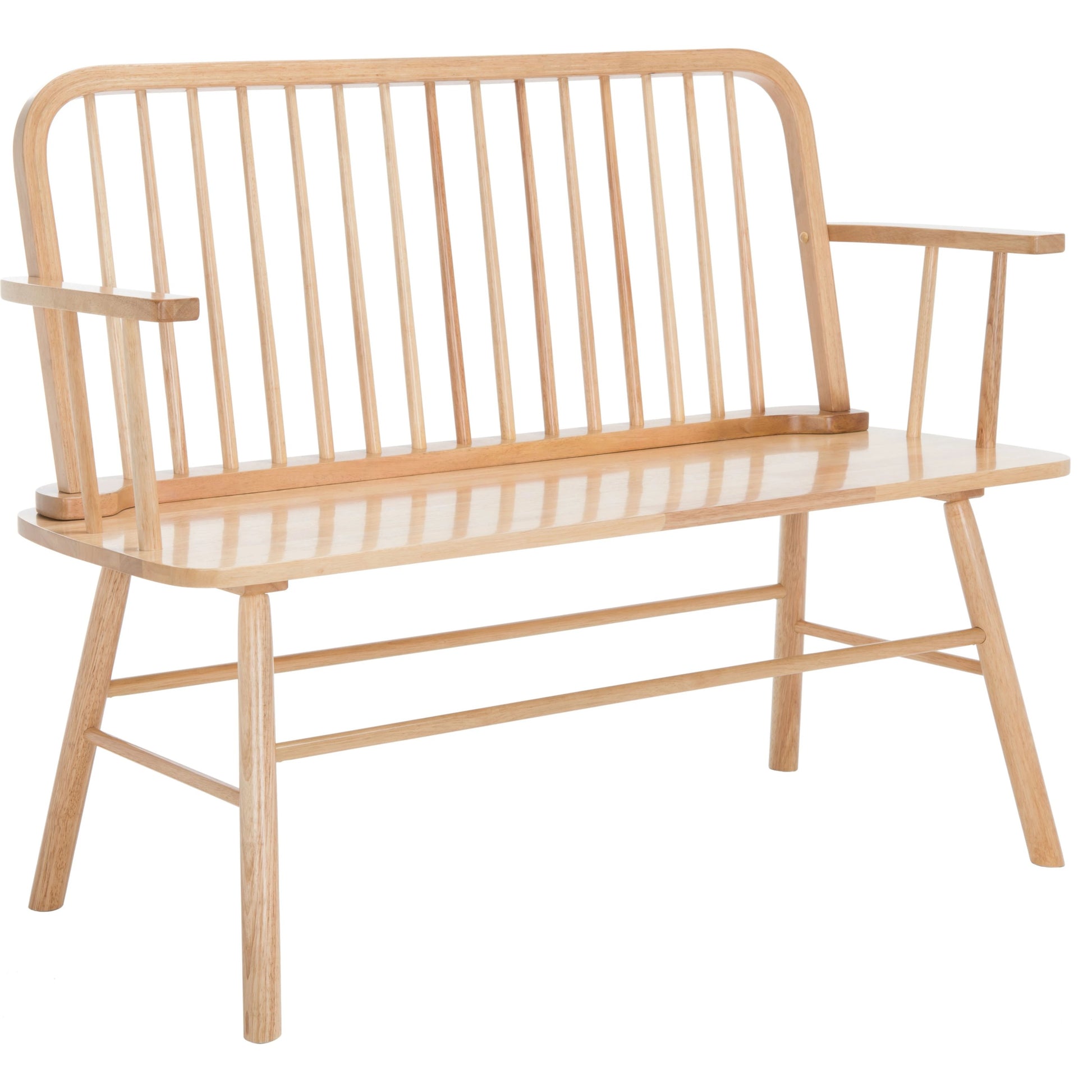 Bowcreek Spindle Bench by HedgeApple Essentials in natural. Made from rubber wood, iron in a modern style.