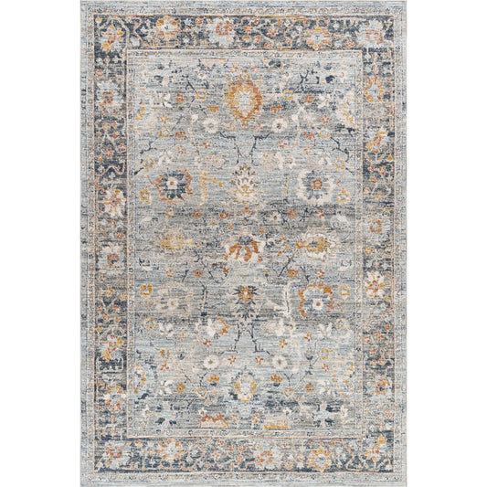 Beckham Rug - 33065 by Livabliss in ice blue, off-white, medium gray, charcoal, medium brown, amber. Made from main: 100% polyester in a unique style.