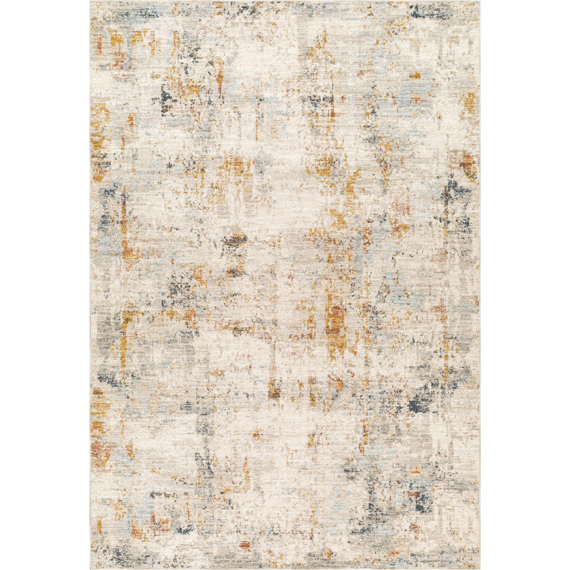 Beckham Rug - 33067 by Livabliss in off-white, light slate, ice blue, amber, medium brown, charcoal. Made from main: 100% polyester in a unique style.