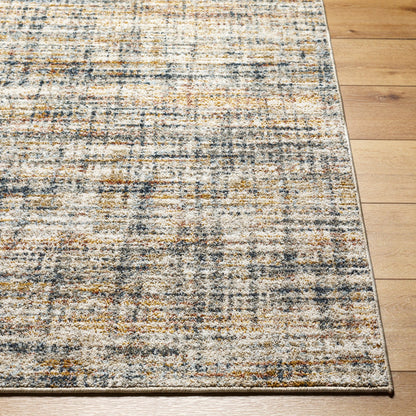 Beckham Rug - 33070 by Livabliss in off-white, light slate, ice blue, charcoal, amber, medium brown. Made from main: 100% polyester in a unique style.