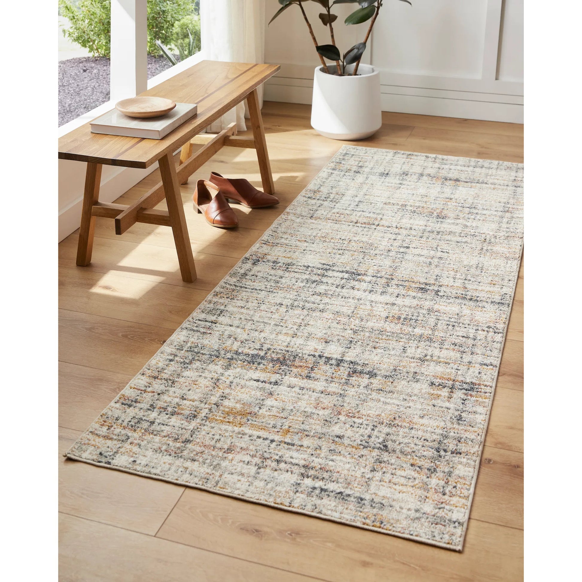 Beckham Rug - 33070 by Livabliss in off-white, light slate, ice blue, charcoal, amber, medium brown. Made from main: 100% polyester in a unique style.