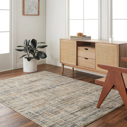 Beckham Rug - 33070 by Livabliss in off-white, light slate, ice blue, charcoal, amber, medium brown. Made from main: 100% polyester in a unique style.