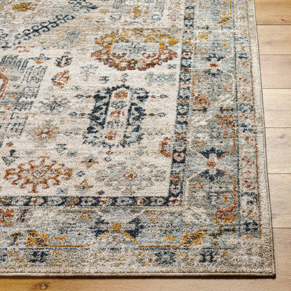 Beckham BCM-2313 Rug by Livabliss in off-white, medium gray, ice blue, charcoal, amber, medium brown. Made from main: 100% polyester in a unique style.