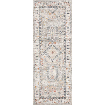 Beckham Rug - 33072 by Livabliss in light slate, off-white, ice blue, charcoal, amber, medium brown. Made from main: 100% polyester in a unique style.