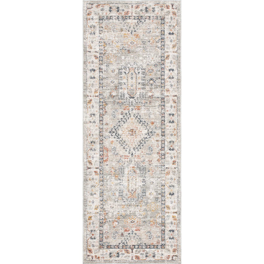 Beckham Rug - 33072 by Livabliss in light slate, off-white, ice blue, charcoal, amber, medium brown. Made from main: 100% polyester in a unique style.