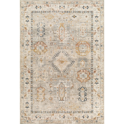 Beckham Rug - 33072 by Livabliss in light slate, off-white, ice blue, charcoal, amber, medium brown. Made from main: 100% polyester in a unique style.