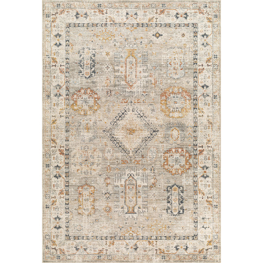 Beckham Rug - 33072 by Livabliss in light slate, off-white, ice blue, charcoal, amber, medium brown. Made from main: 100% polyester in a unique style.