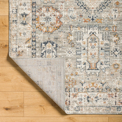 Beckham Rug - 33072 by Livabliss in light slate, off-white, ice blue, charcoal, amber, medium brown. Made from main: 100% polyester in a unique style.