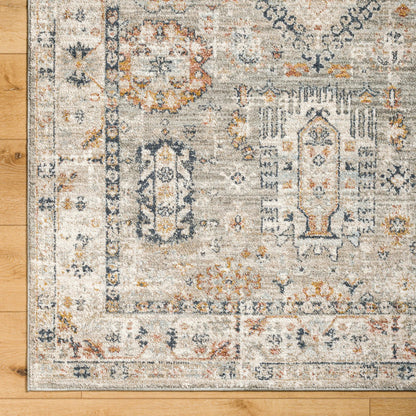 Beckham Rug - 33072 by Livabliss in light slate, off-white, ice blue, charcoal, amber, medium brown. Made from main: 100% polyester in a unique style.