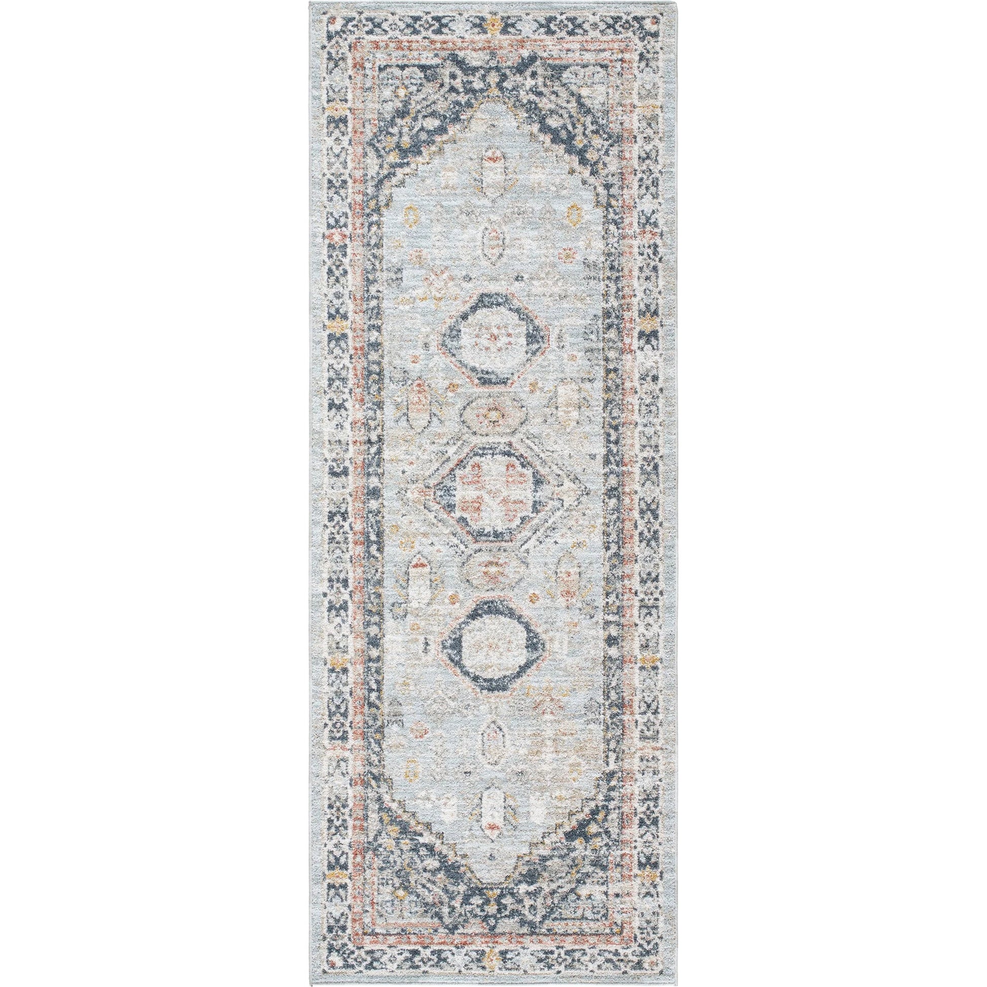 Beckham Rug - 33075 by Livabliss in ice blue, off-white, light slate, charcoal, medium brown, amber. Made from main: 100% polyester in a unique style.