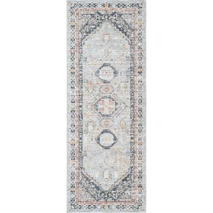 Beckham Rug - 33075 by Livabliss in ice blue, off-white, light slate, charcoal, medium brown, amber. Made from main: 100% polyester in a unique style.