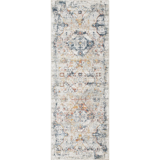 Beckham Rug - 33077 by Livabliss in light slate, off-white, charcoal, ice blue, amber, medium brown. Made from main: 100% polyester in a unique style.